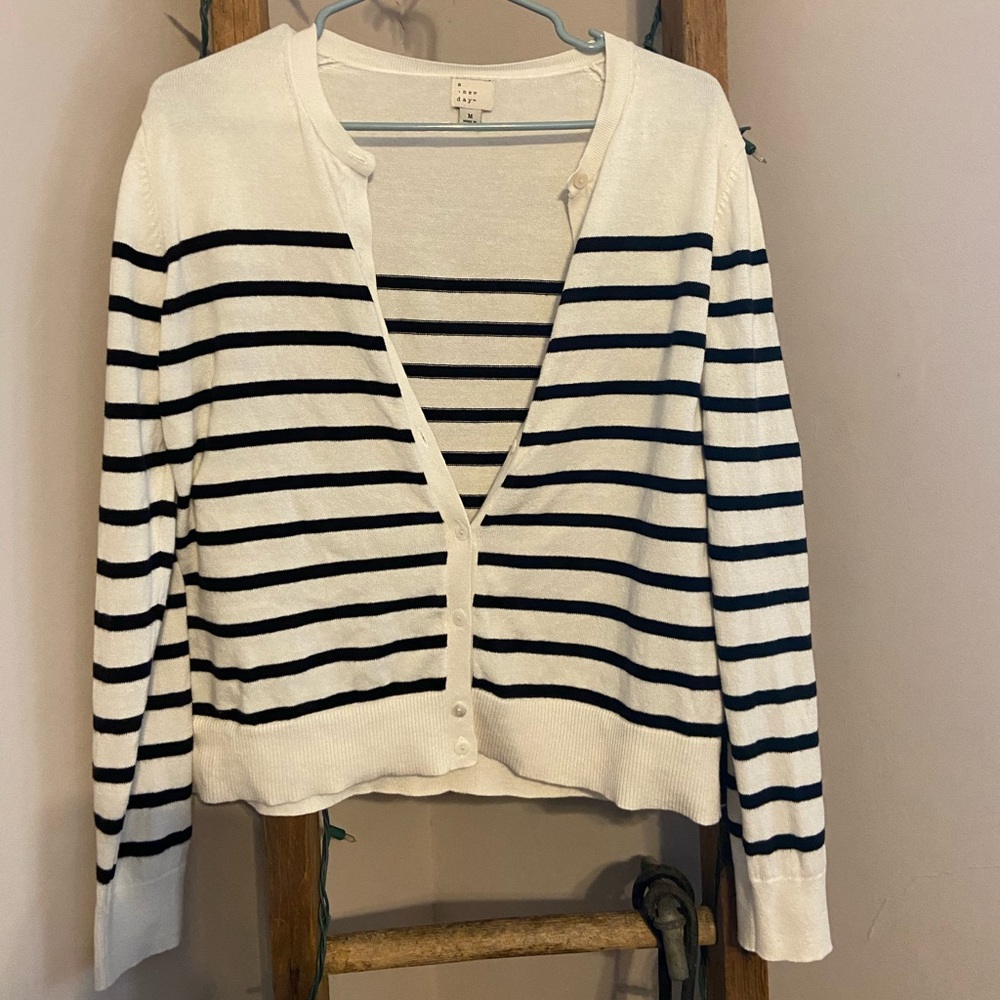 Black & white striped cardigan